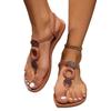 Women's Summer New T-Strap Toe Ring Sandals Flat Lightweight Versatile Beach Shoes