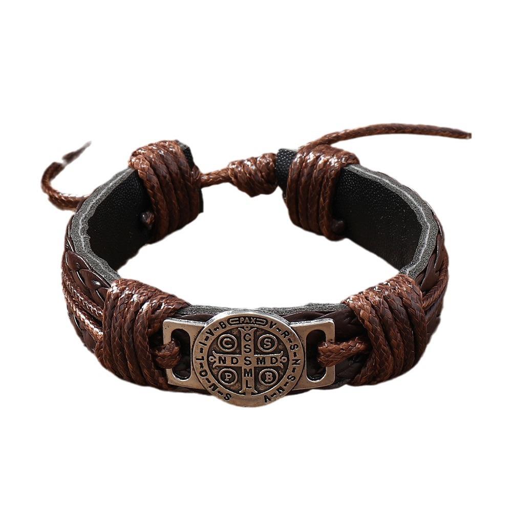 1PC Men's Fashion Geometric Circular Bracelet Hand Rope Zircon, Suitable for Date, Party, Festival Gift -5105