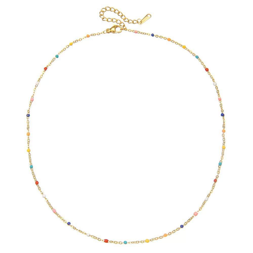Colorful S925 Sterling Silver Drip Oil Necklace - High-End Fashion Clavicle Chain for Women, European & American Style