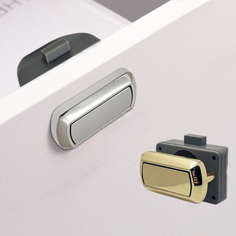 Push Lock Easy Install Keyless Drawer Lock Plastic & Metal Push Button Latches Simple Installation for Home Drawers