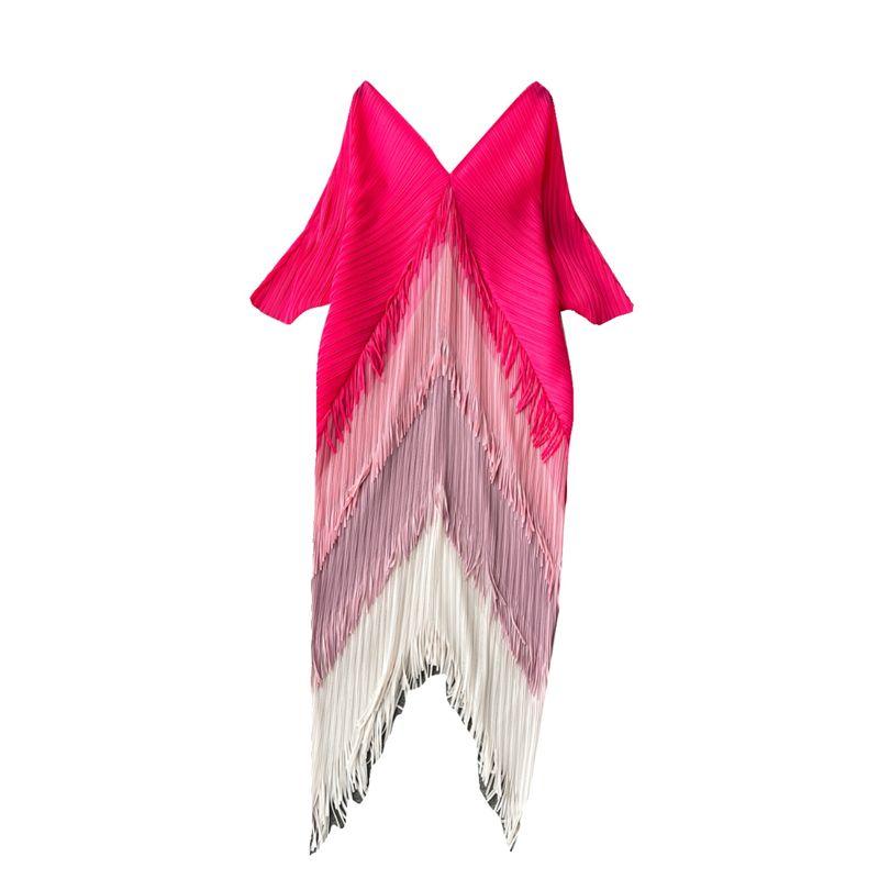 Women's Wear Niche Style Contrast Color Stitching Tassel Dress