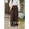 Damen Retro Gewaschene Gerade Baumwollhose