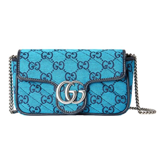 

Gucci Marmont Silver Logo Monogram Quilted Canvas Chain Mini Bag Women Shoulder Bags Blue 476433-2UZCN-4164 Basic Set (Bag+Dust Bag)