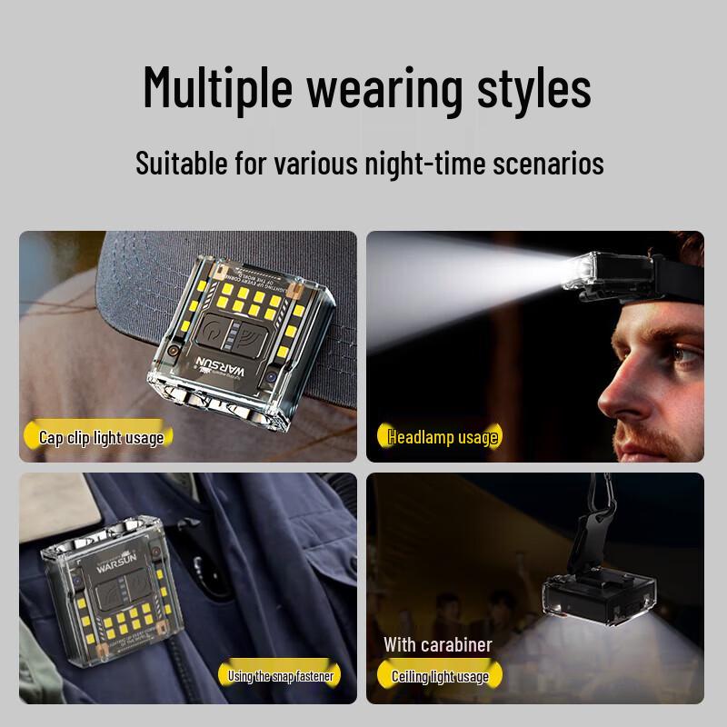 WARSUN Rechargeable Induction Headlamp with Cap Clip