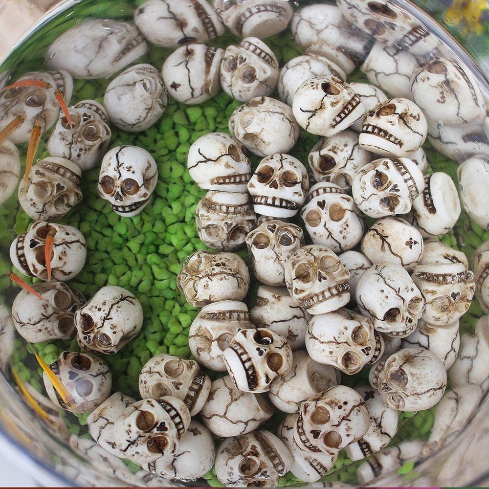 20PCS Resin Mini Skull Figurine Lightweight Ghost Decorative Statue  Halloween Supplies