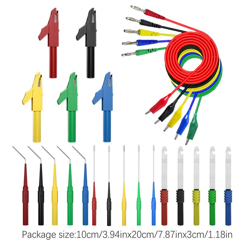 Test Lead Kit Multimeter Leads Alligator Clip Banana Plug 25X Professional Kit Test Clamps Wire Piercing Probes For Digital