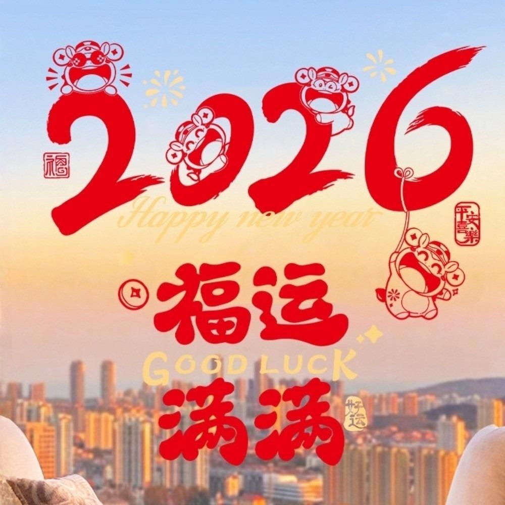 Cartoon New Year Blessings Window Sticker  Spring Festival Decorations