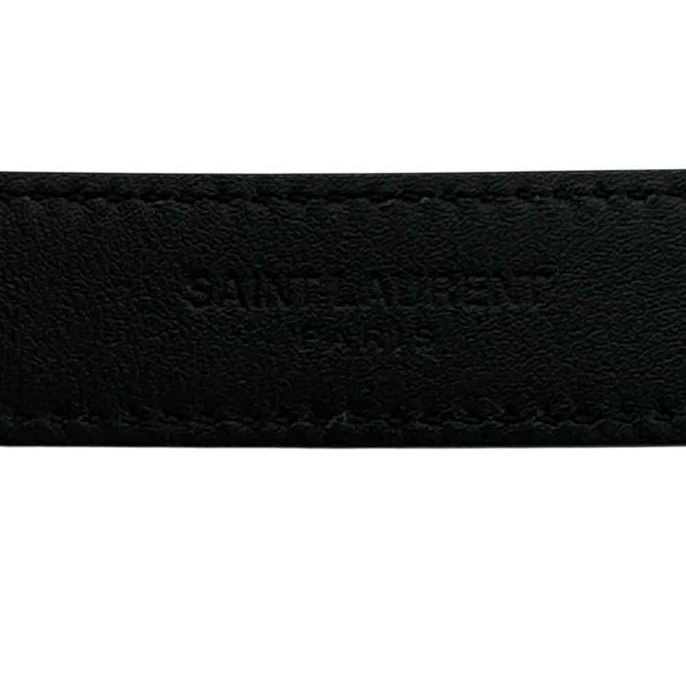 SAINT LAURENT GRZ479388 Narrow leather belt black leather unisex Used