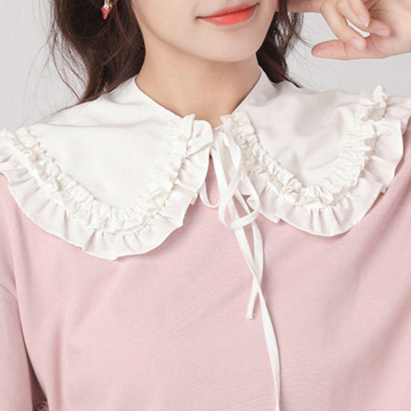 Japanese Women Girls Lolita Doll Double Layer Ruffles Fake Collar Shoulder Wrap