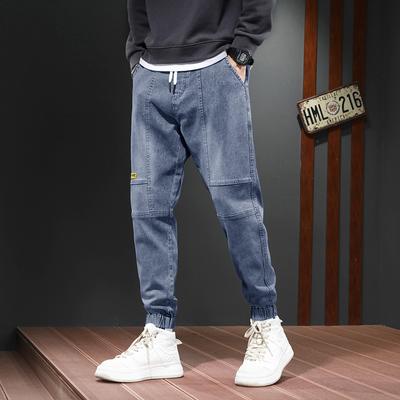 Men's Jeans Spring/Summer Harlan Pants Men's Loose Leg Tie Jeans Men's Korean Casual Men's Pants