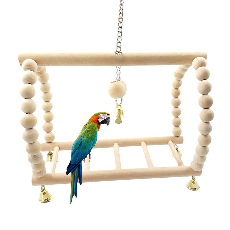 Bird Parrot Toys Wooden Hanging Swing Hammock Climbing Ladders Perches Toy Parakeet Cockatiels Bird Cage Supplies
