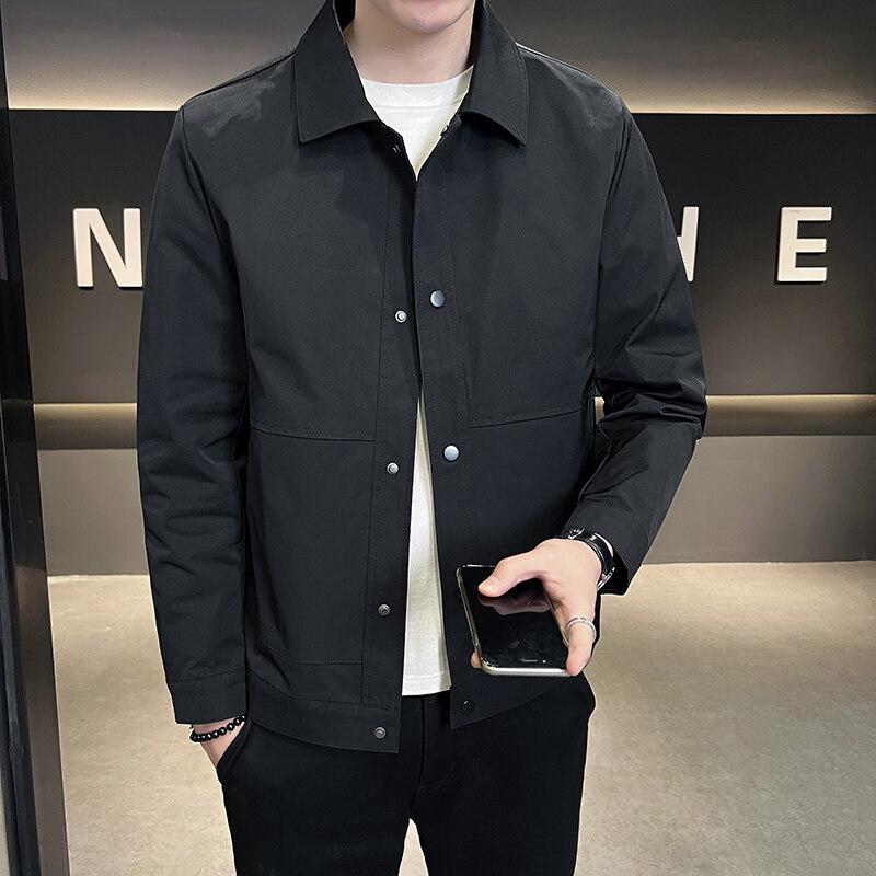 New Jacket Jacket for Men's Spring and Autumn Trend Simple and Versatile Korean Style Handsome Lapel Top for Men's Jacket