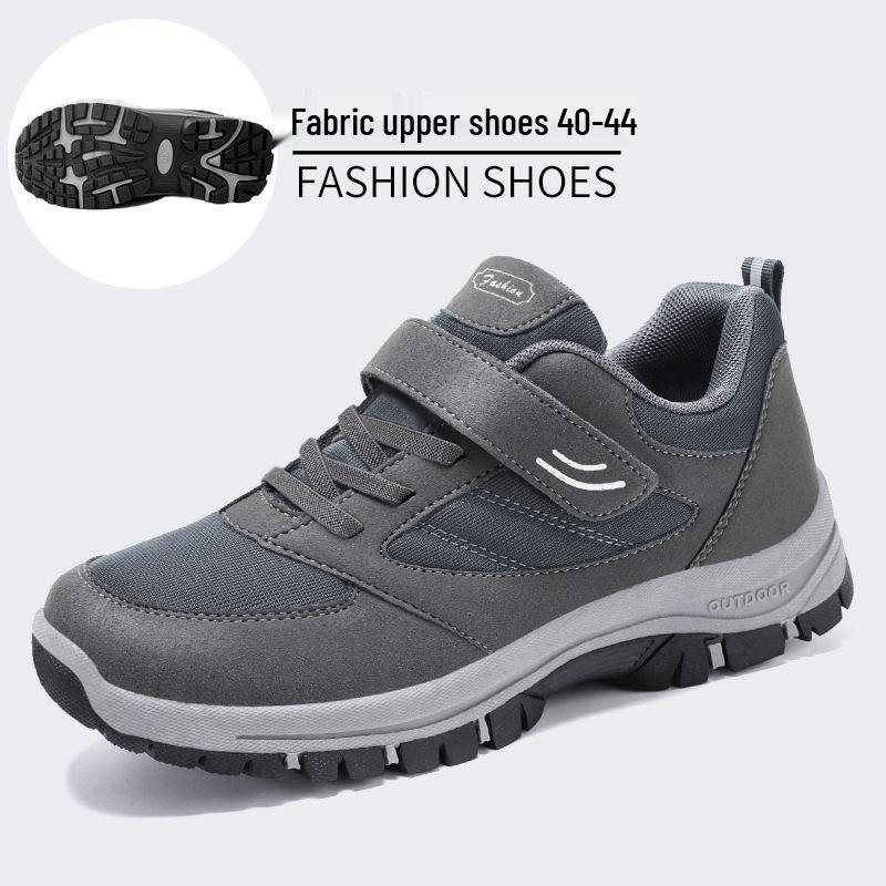 Men's Large Size Lightweight Velcro Walking Shoes - Comfortable Outdoor Travel Footwear for Middle-aged and Elderly Dads