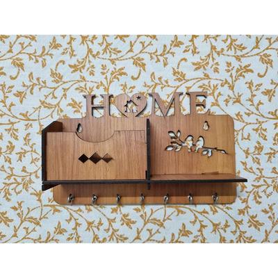 Ξύλινο ματ φινίρισμα Designer Home πλαϊνό τοίχο ράφι, κλειδοθήκη με 7 κλειδιά γάντζους (καφέ)- Είδη διακόσμησης σπιτιού, είδη διακόσμησης Diwali