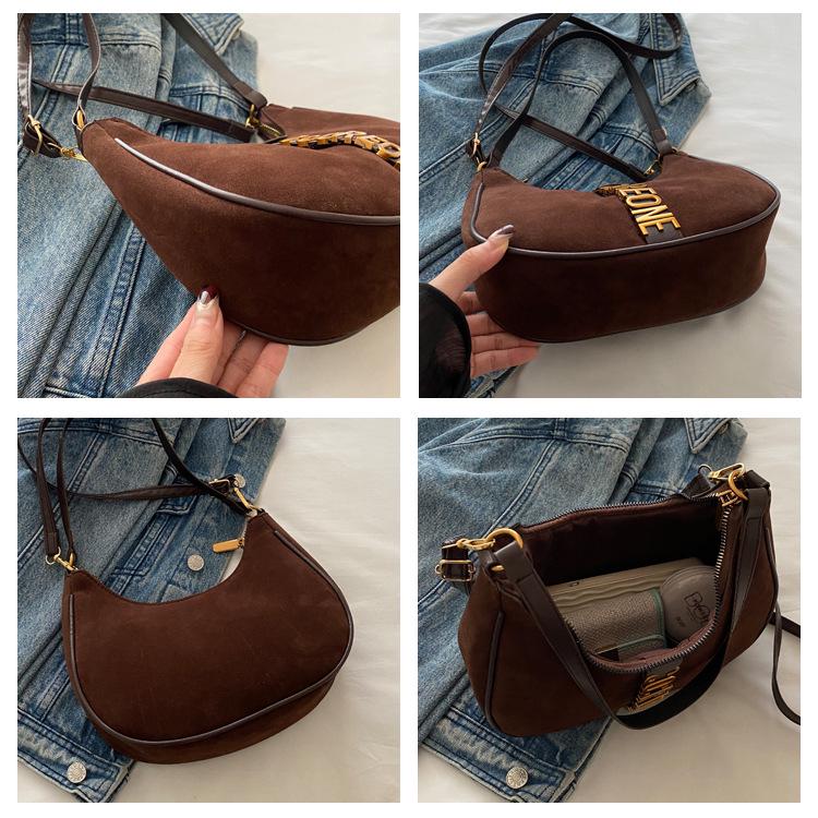 2024 Retro Suede Crossbody: Versatile Small Handbag & Shoulder Bag