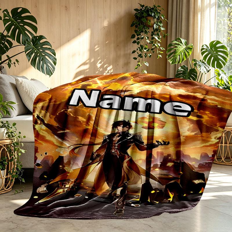 Custom Name Personalized Genshin Impact Print Blanket, Home Decor, Bedroom, Sofa, Camping, Couch, Gifts for Birthday Christmas