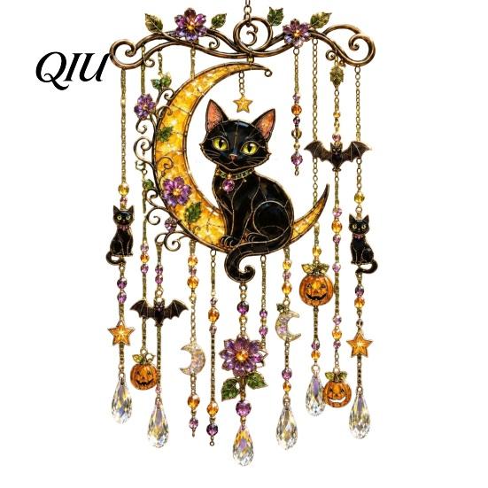 Mysterious Courtyard Landscaping Halloween Wind Chime, Colorful Bird Sun Catcher, Cute Spooky Window Suncatcher Ghost Windchime, Hanging Decoration
