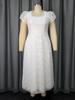 Women Elegant Lace Midi Plus Size A Line Dresses with Puff Sleeves Perfect for Weddings Garden Party and Formal Summer Celebration
