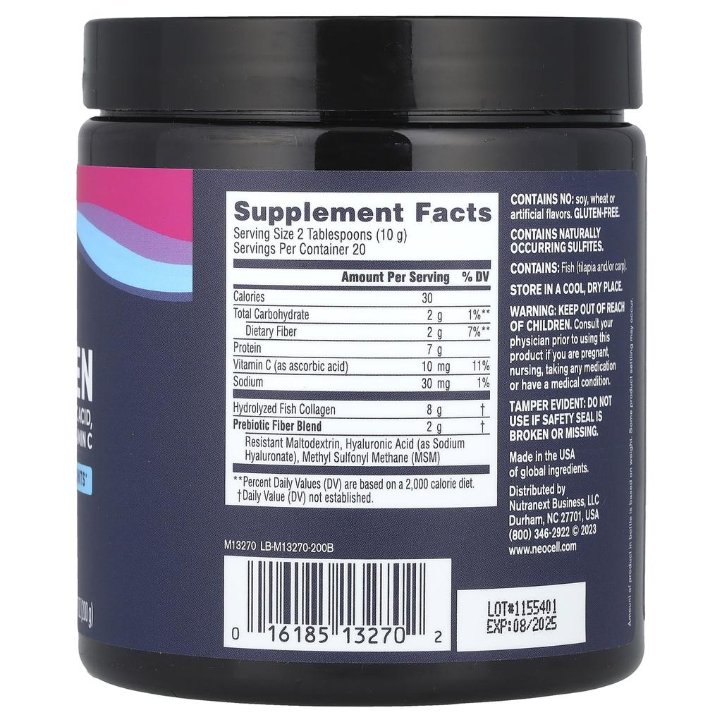 Marine Collagen Powder, Hyaluronic Acid, MSM, Vitamin C, Unflavored, 200G(7Oz)