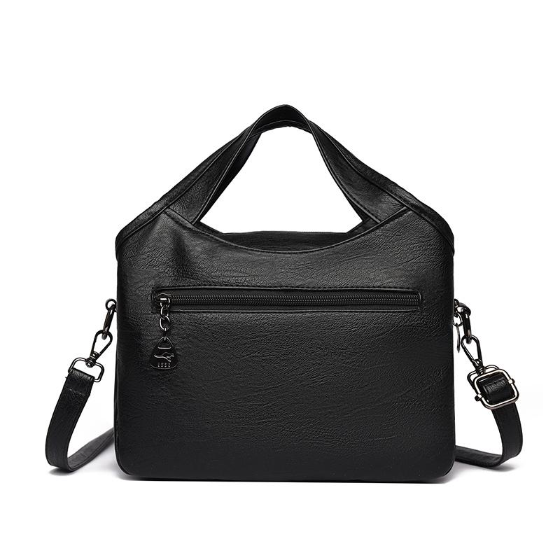 Retro Large Capacity Shoulder Bag Solid Color Messenger Bag PU Commuter Bag
