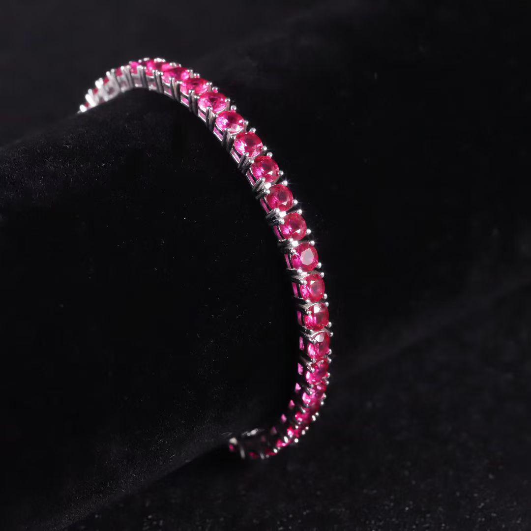 4mm Colored Diamond Zircon Tennis Bracelet: Single Row Full Diamond Fashion Jewelry