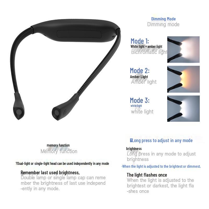 Portable Neck-Hanging LED Reading Light with Eye Protection & USB Charging for Students & Night Running