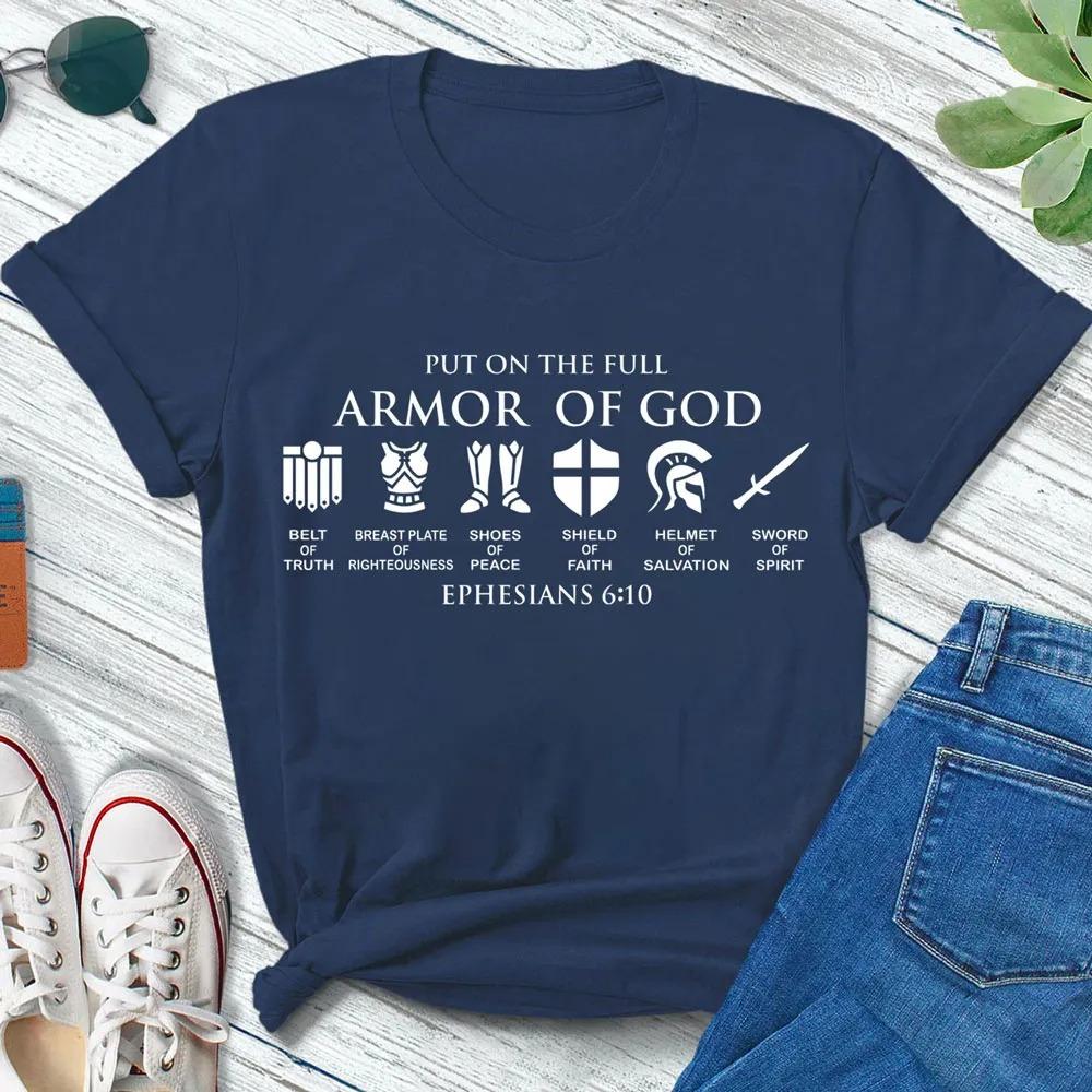 Armor of God Christian TShirt Mens and Womens Fashion Short Sleeve Cotton Tees Retro HipHop Tops Summer Blouse Men Clothing