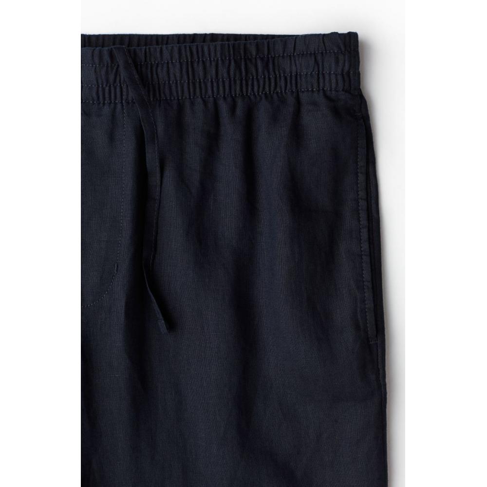 H M Linen Pants Regular Fit Navy Blue