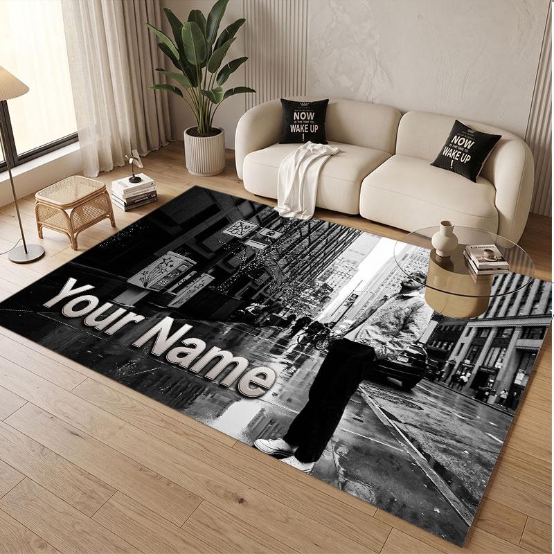 Custom Name Crystal Velvet Rug,Alex Warren Comfortable Anti Slip Floor Mat For Room Decoration