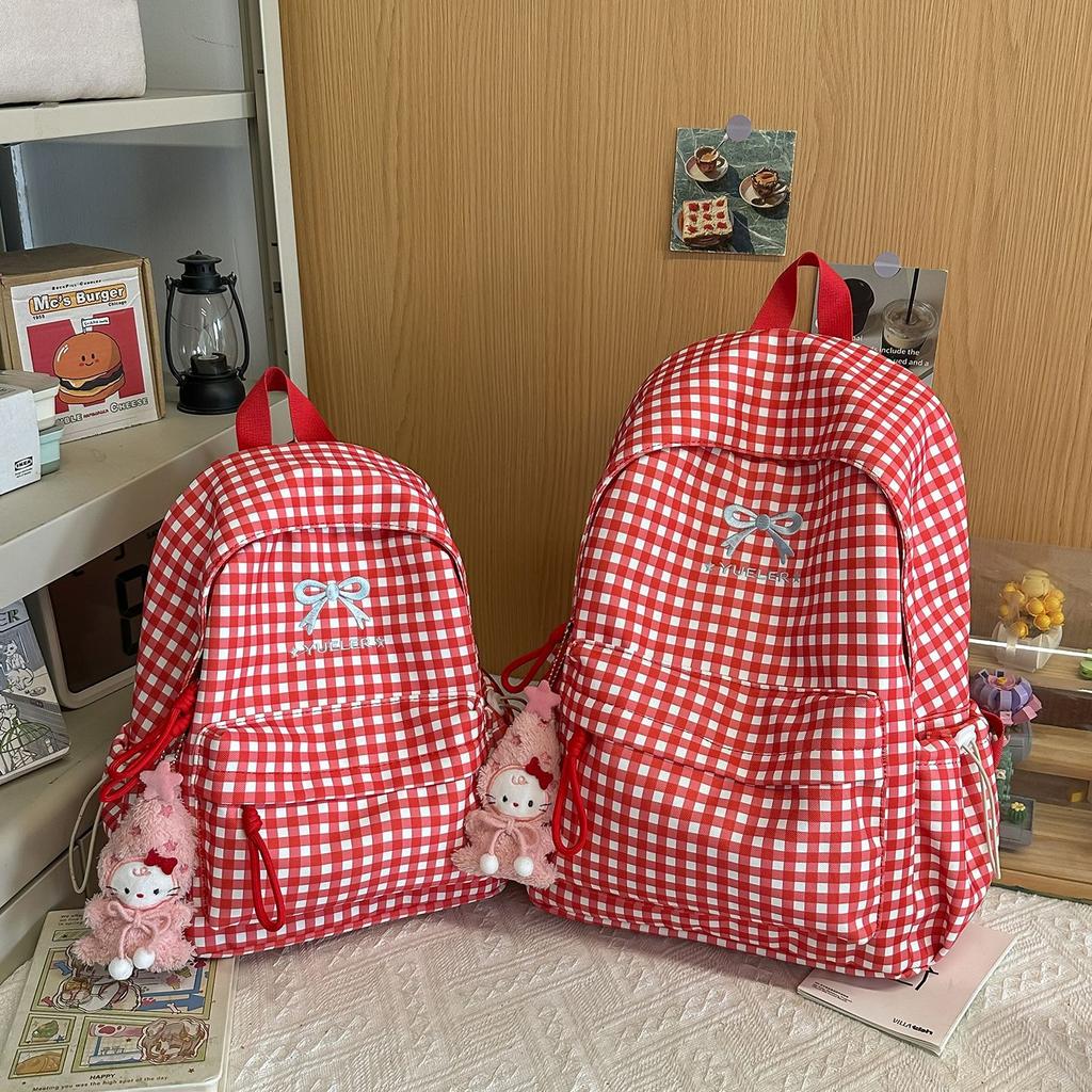 Schoolbag Japanese fresh schoolbag female ins bow travel backpack large capacity cute soft cute girl backpack