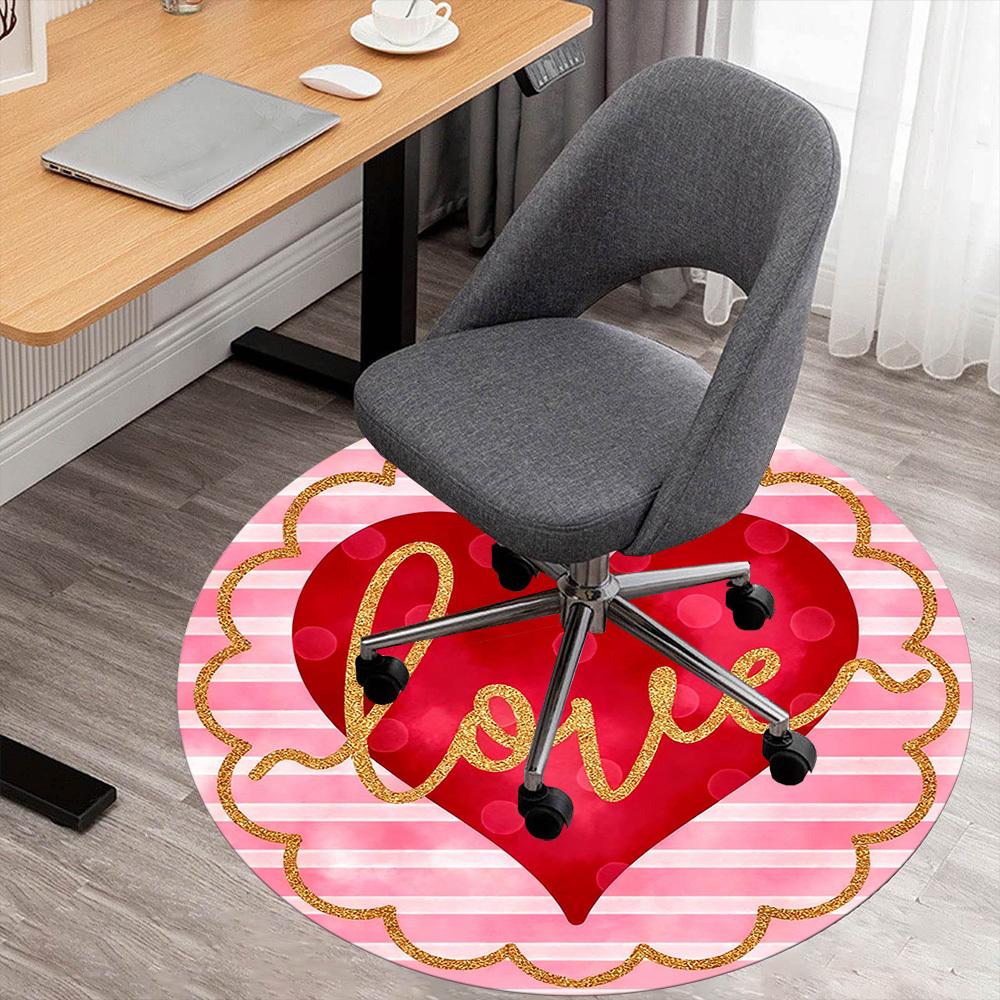 1pc love heart Round Chair mat office Area Rug - Non-Slip, Floor Mat for Office, Bedroom, Ideal home decor gift p0105037
