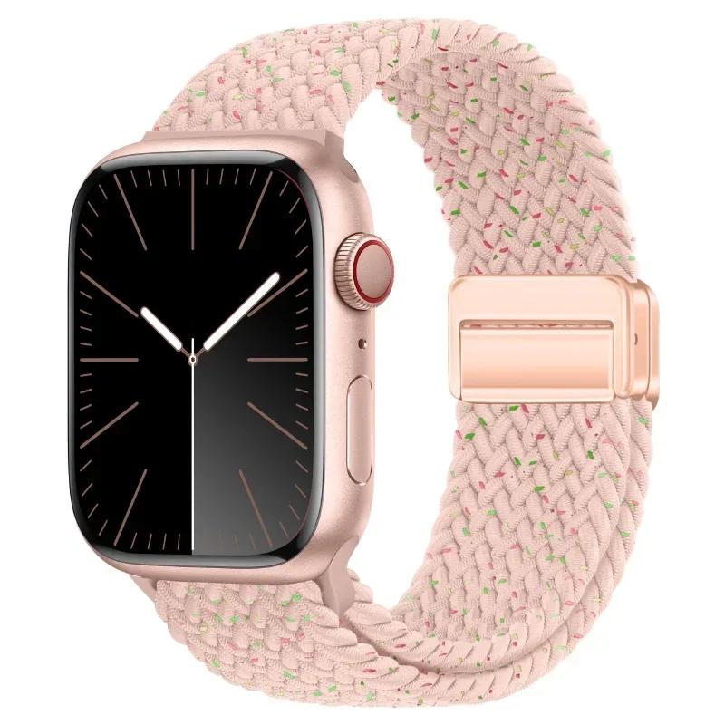 Nylon Band For Apple Watch Strap 44mm 40mm 45mm 46mm 49mm 41mm 38 Magnetic Braided Bracelet iWatch Series Se 7 6 8 9 10 Ultra 2