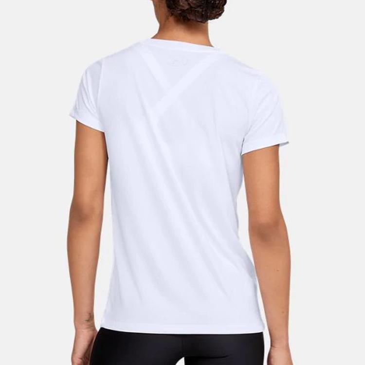 Under Armour Round Neck Pullover Short Sleeve T-Shirt Women Tops White 1298706-100