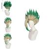 Dr Stone Ishigami Senkuu Cosplay Wig With Green Gradient Short Hair For Character Role Play