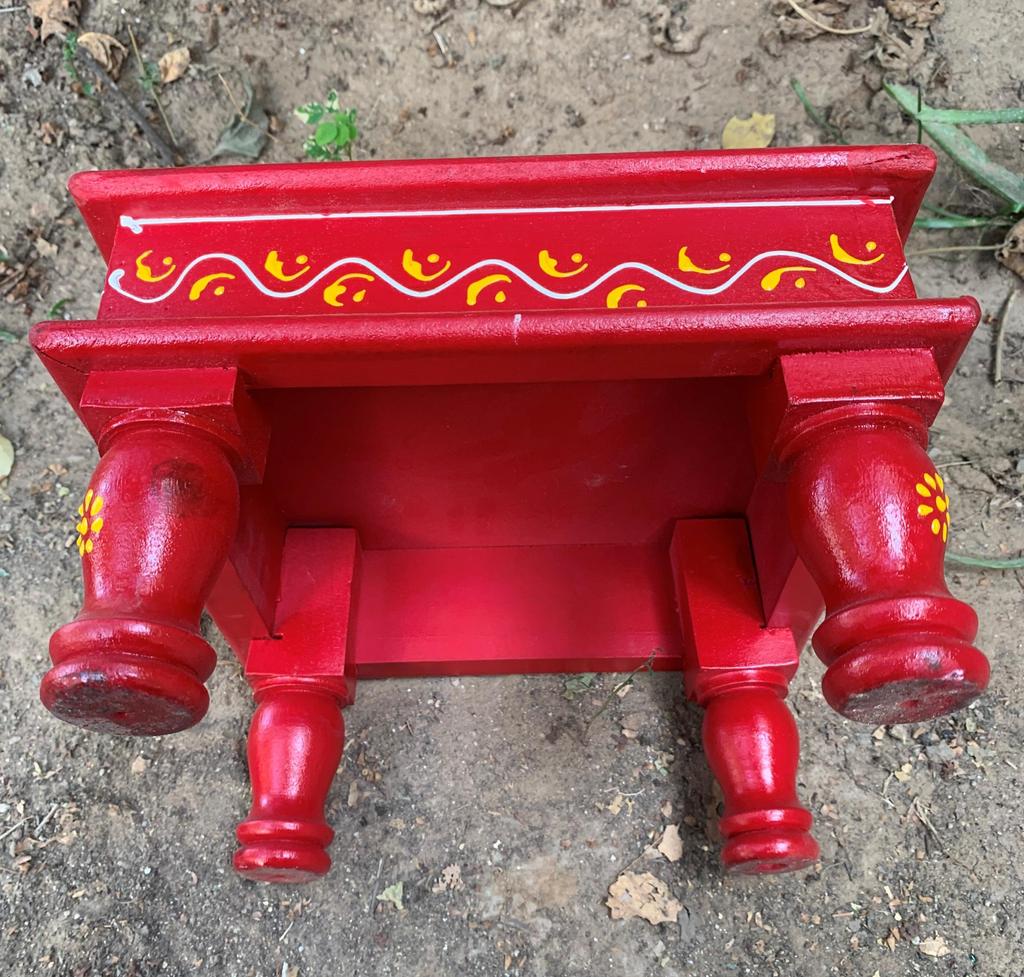 Hand Painted Wooden Chowki | Traditional Indian Pooja Bajot | Colorful Folk Art Decor