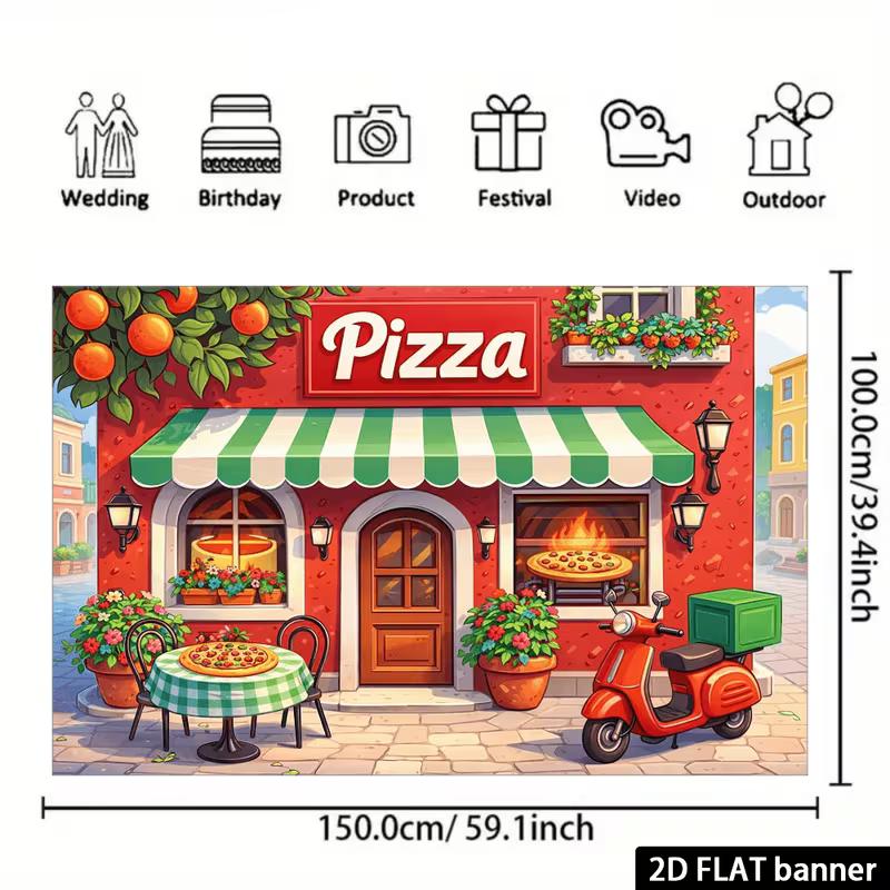 2D červená kulisa pizzerie, nástěnná dekorace s tématem italského jídla pro domácnost
