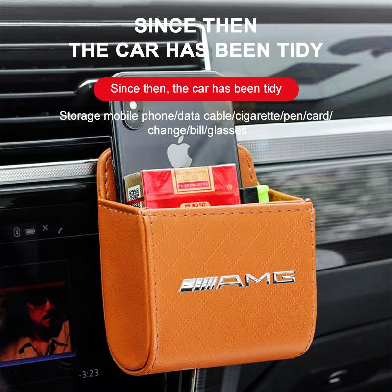 1Pcs Car Air Outlet Storage Box Phone Glasses Organizer Car Goods For Mercedes Benz AMG W212 W205 W246 W176 W213 GLC GLE GLS ML Welcome Laser Logo