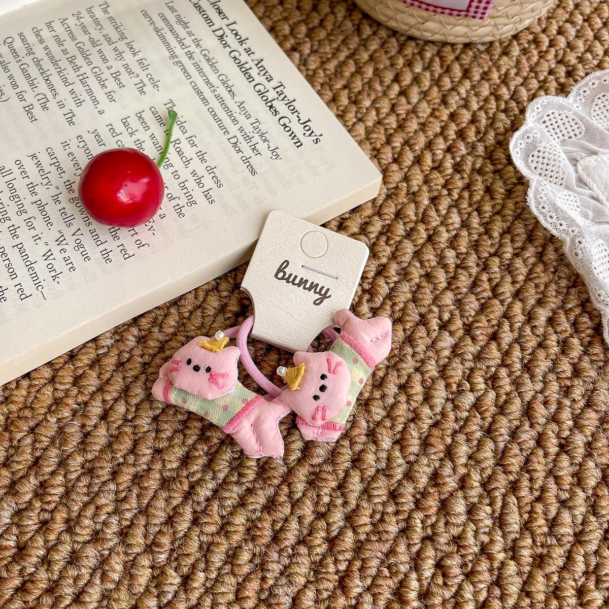 Children s Cotton-Filled Cartoon Animal Hair Clips & Ties - Cute Baby Heart Designs