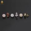 Low MOQ  Hip Hop Jewelry Moissanite Iced Out Flower Earrings 10mm Iced Out Moissanite 925 Silver Stud Earrings Jewelry