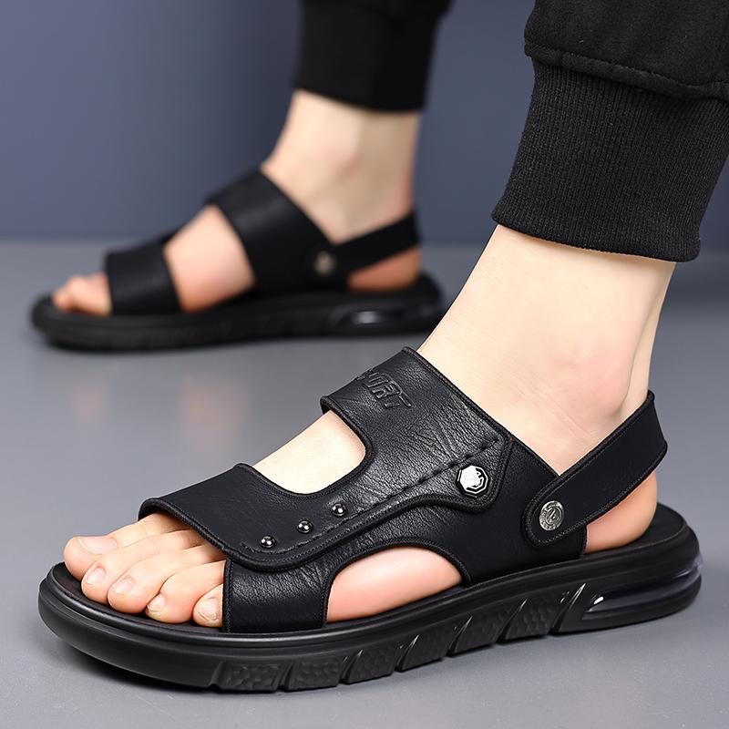 Estate Alta Qualità Pelle Nuovi Sandali Ciabatte Casual Morbide da Uomo Comode Slip on Sandali da Uomo Trekking Outdoor Sandali