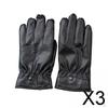 3x Mens Winter Gloves PU Leather Cycling Touch Screen Thermal Comfortable Warm Mittens