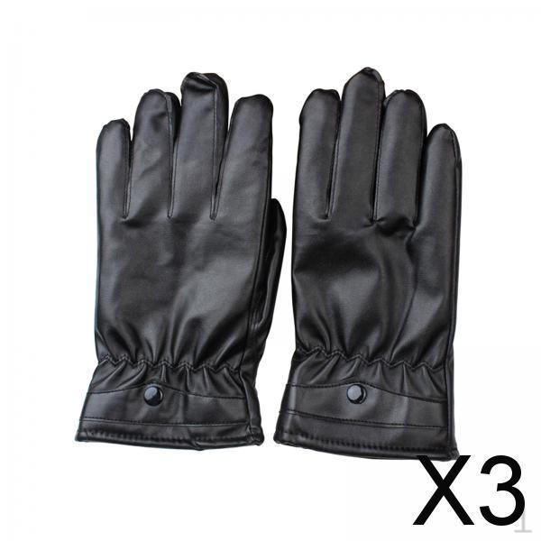 

3 пары мужских зимних перчаток из ПУ кожи для велоспорта, с сенсорным экраном, термо, удобные, теплые варежки