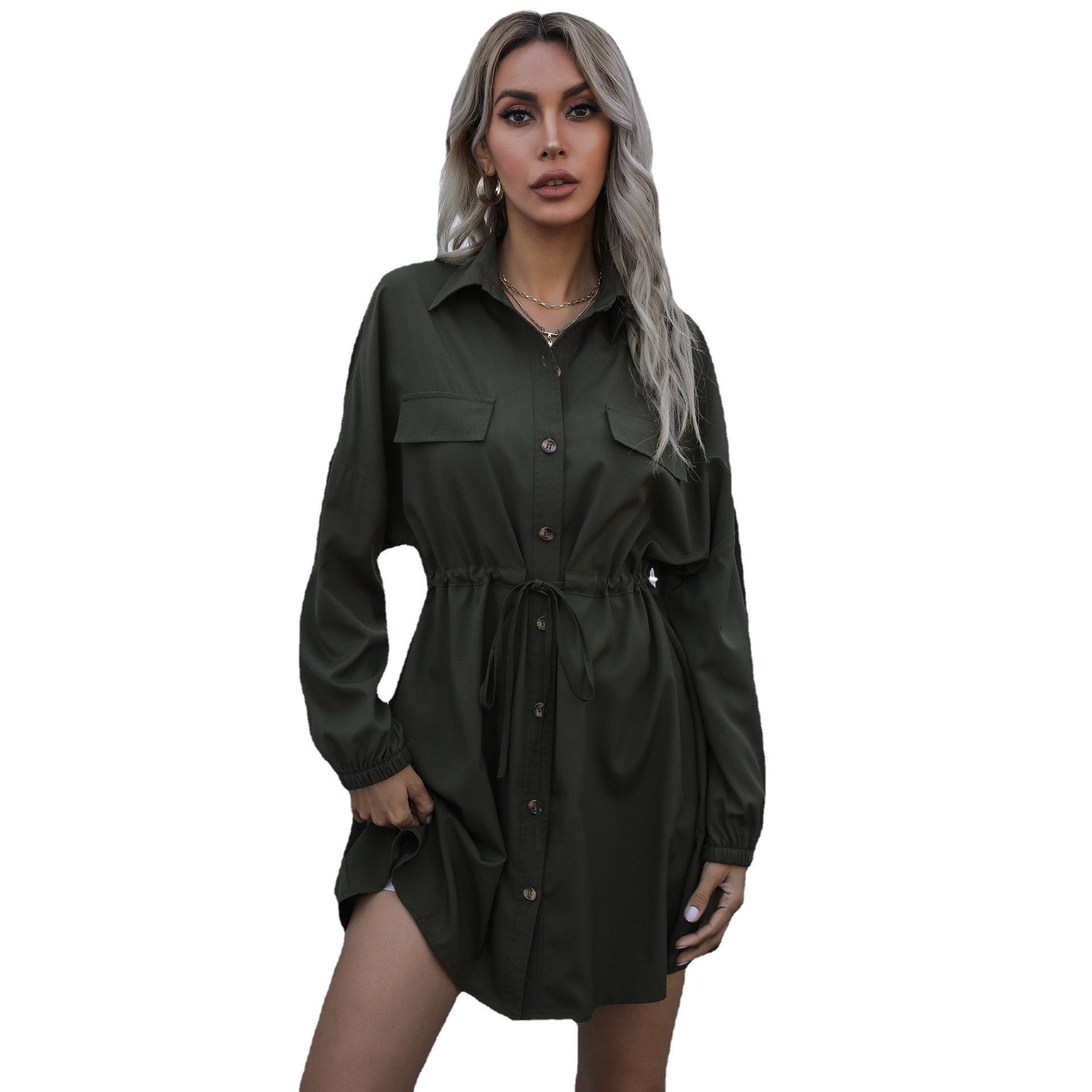 Весенние и осенние женские классические платья-рубашки — фото 6