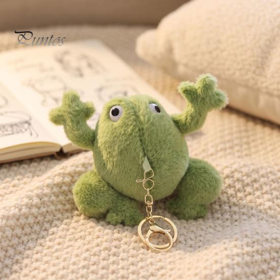 Einzigartiger Tier-Schlüsselanhänger Niedlicher Frosch Plüsch-Schlüsselanhänger, Weiches Stofftier-Anhänger mit Erhabener Pfote, Cartoon-Geschenk für Liebhaber Taschenanhänger Rucksack, Mini-Puppe