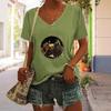 Summer V-neck 3D Printed Top Fashionable Casual Short Sleeved Women's T-shirts