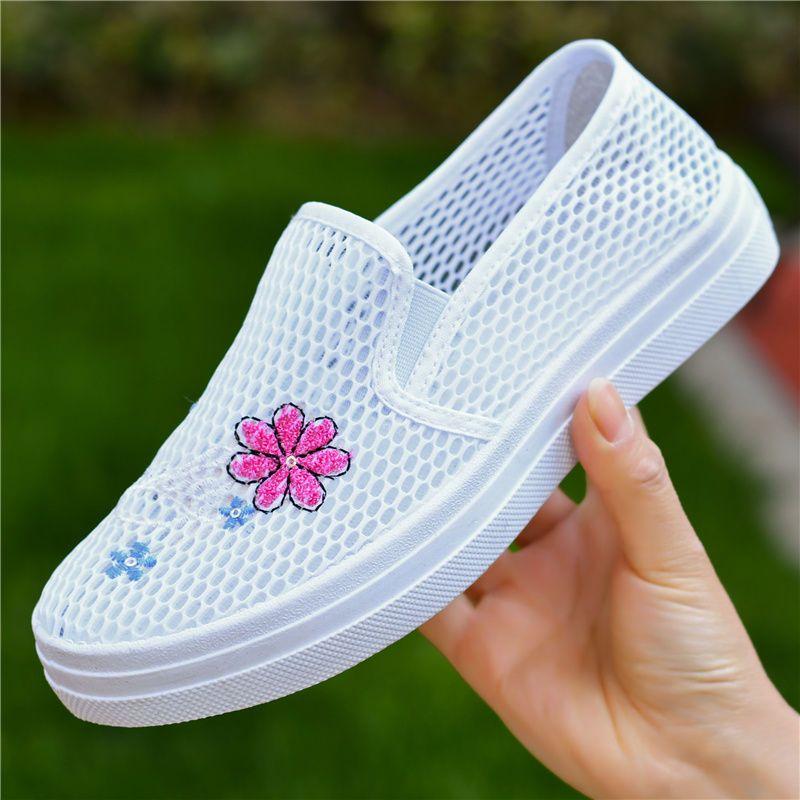 Women's Tennis Shoes Anti Slip Casual Sports White Shoes Shallow Mouth Shoes Flat Shoes Breathable