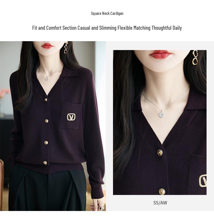 Damen 2025 V-Ausschnitt Strickjacke aus Wolle – Elegante Pendler-Oberbekleidung