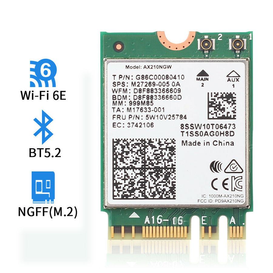 3000Mbps Laptop Internal Networking Card Bluetooth 5.2 WiFi 6E NGFF/M2 For AX210