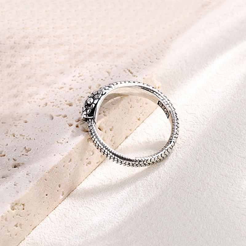 925 Sterlingsilber Vintage Schlange Tier Thailändisches Silber Damen Fingerringe Handaccessoires Schmuck für Frauen Geburtstagsgeschenke