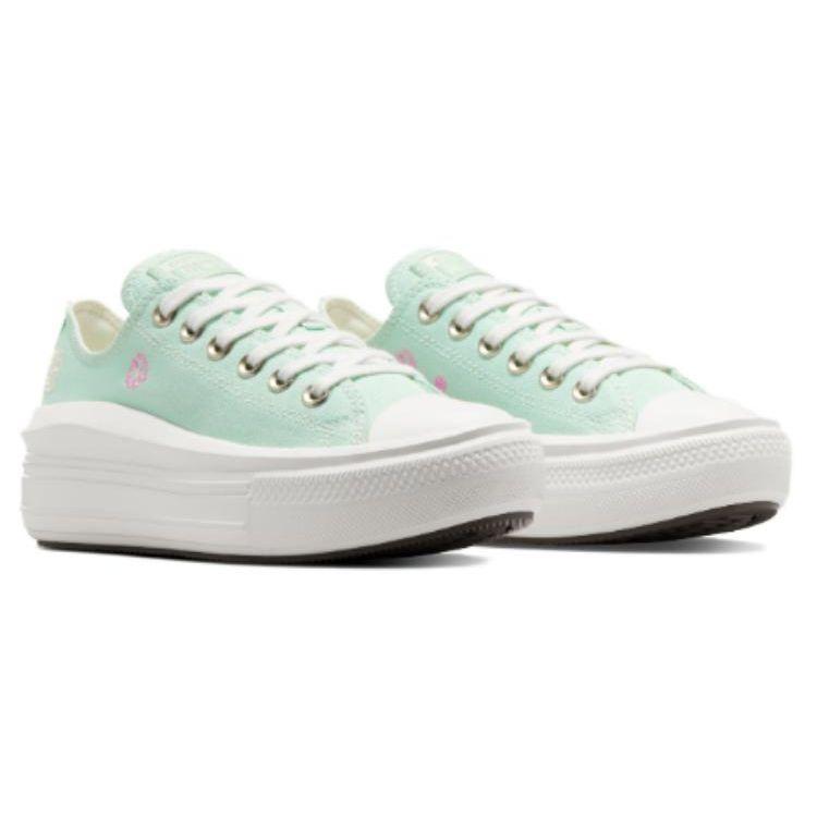 Converse Chuck Taylor All Star Move Platform Low Summer Embroidery Women Sneakers Blue Sticky-Aloe-Green Egret A10823C